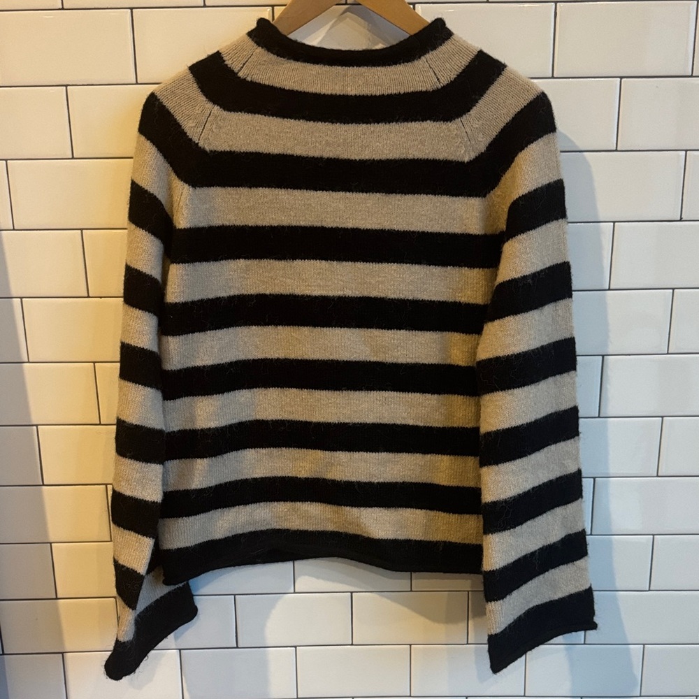 Chic Striped Black and Cream Sweater